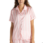 Hello Mello Womens Beauty Sleep Satin Pajama Top (Pink, Small/Medium)