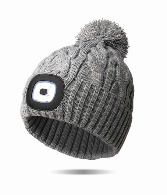 Night Scope Nova Women's Knit Pom Pom Beanie Hat and USB Rechargeable Light
