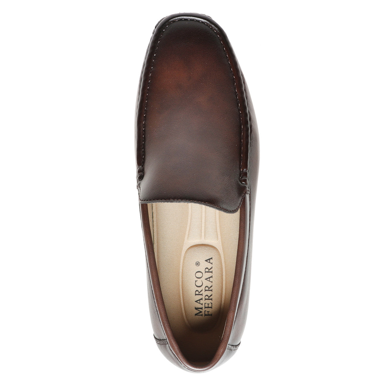 Marco Ferrara Mens Tripp-1 PU Leather Slip On Moccasin Casual Dress Shoes- Brown