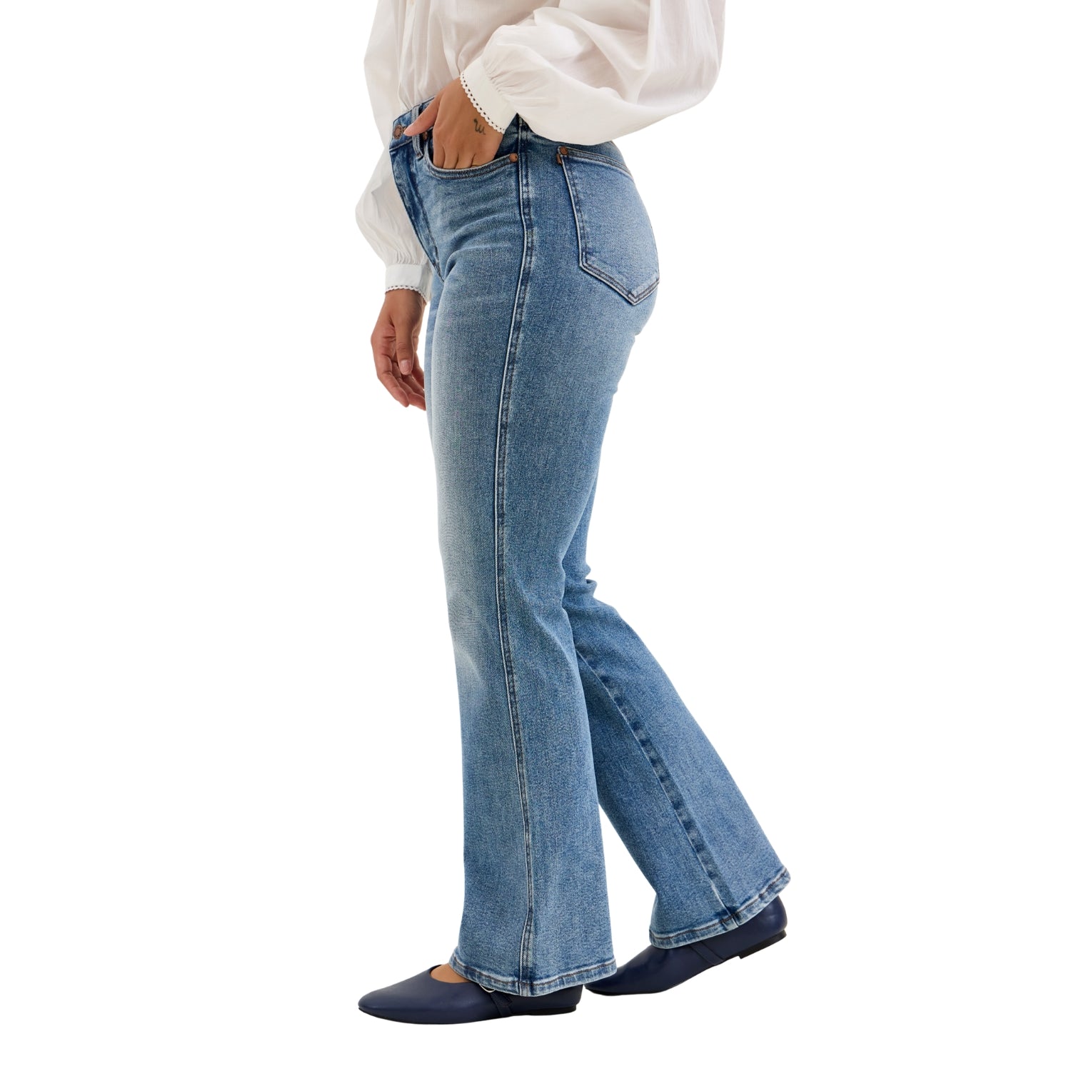 Judy Blue Short Inseam High Waist Tummy Control Daisy Bootcut Jeans
