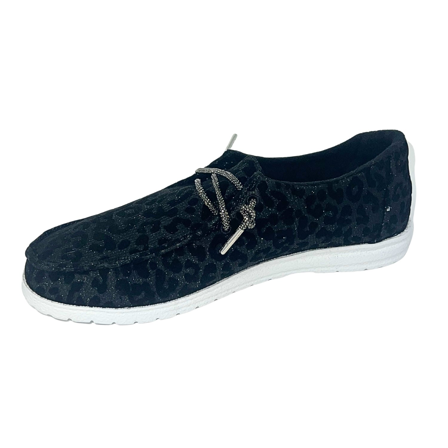 Very G Women's Holly Leopard Print Slip-On Boat Shoe Casual Loafers, Black