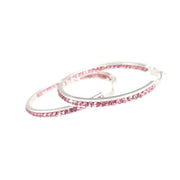 Jacqueline Kent Inside Out Chaparral Crystal Hoop Earrings (Silver/Pink 30MM)