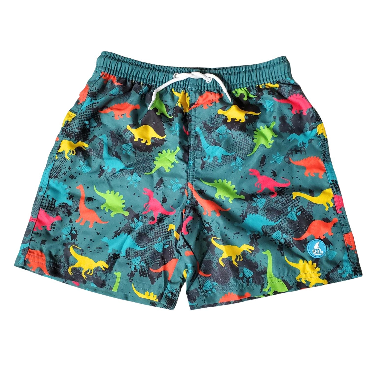Heat Swimwear Boys Printed Tie Front Swim Trunk Board Shorts, Dinos