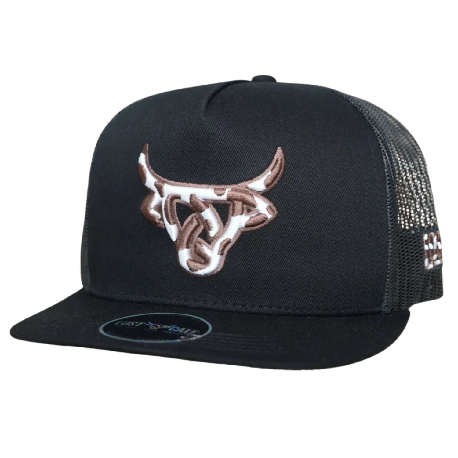 Lost Calf Mens Cowhide Black Flat Bill Adjustable Snapback Cap Hat