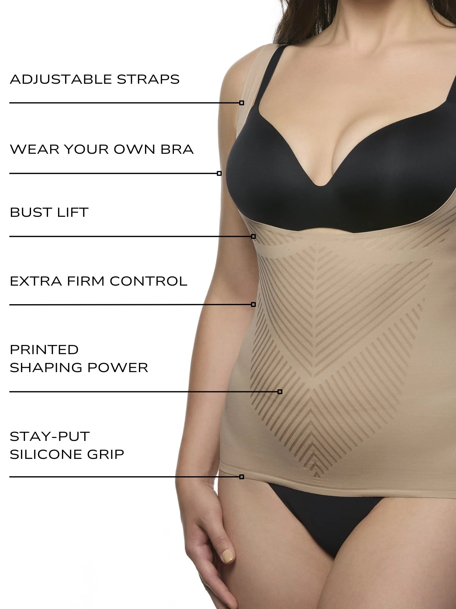 TC Intimates Womens Iconic Core® Open-Bust Shaping Cami- Stucco