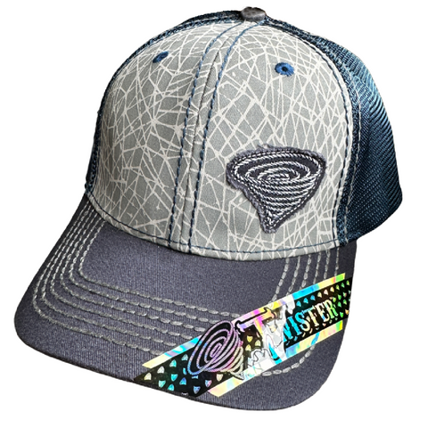 Twister Mens Baseball Cap, Mesh Snapback, OSFM, Navy and Grey