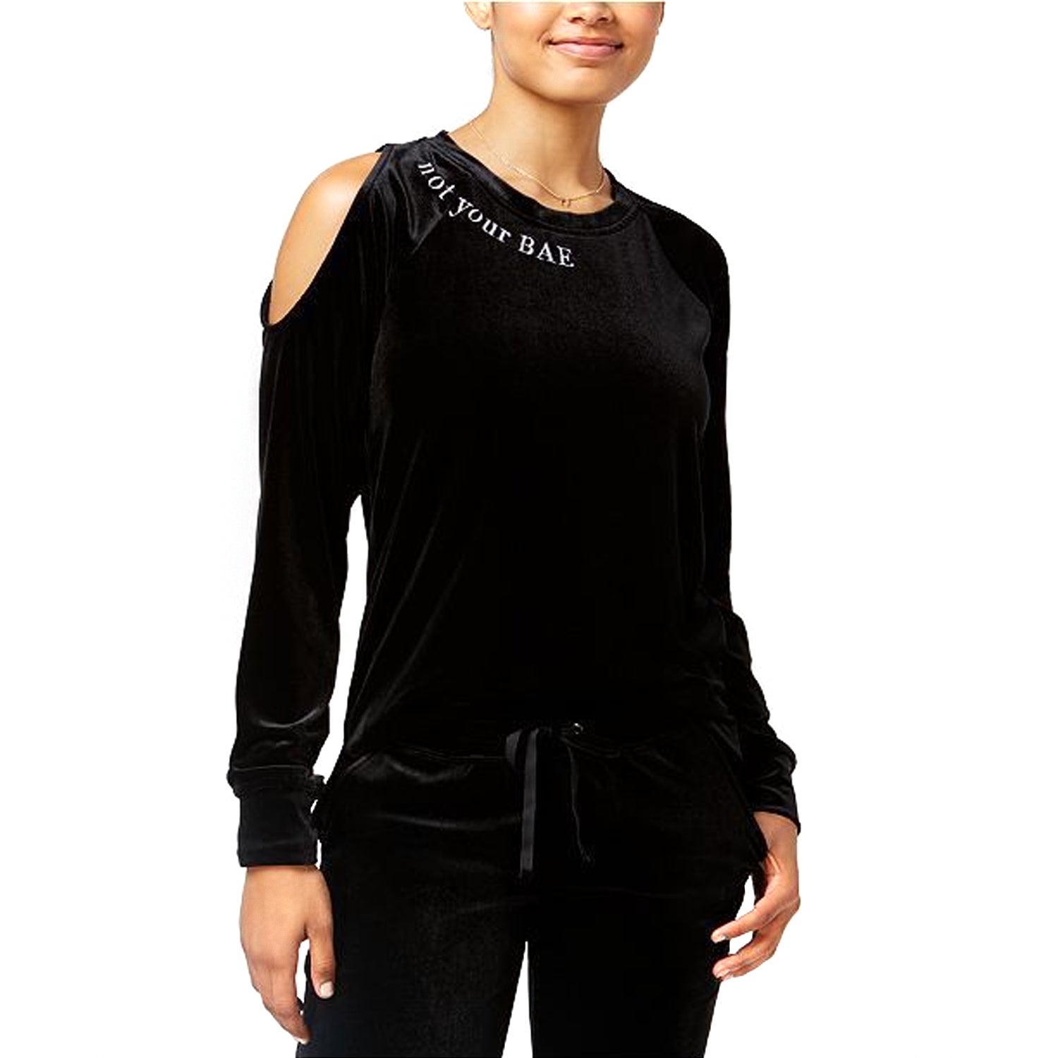 Material Girl Juniors Not Your Bae Velour Cold Shoulder Top