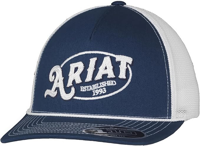 Ariat Mens Flexfit 110 Adjustable Snapback Cap Hat, Navy/White