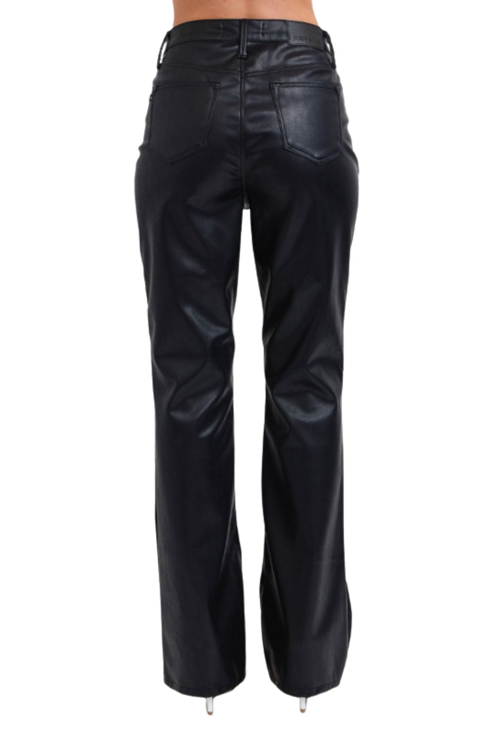 Judy Blue Womens High Waist Tummy Control Bootcut Faux Leather Pants