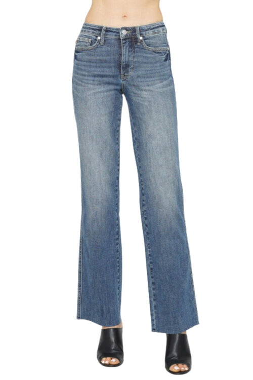 Judy Blue Womens Mid Rise Tummy Control Vintage Straight Fit Jeans