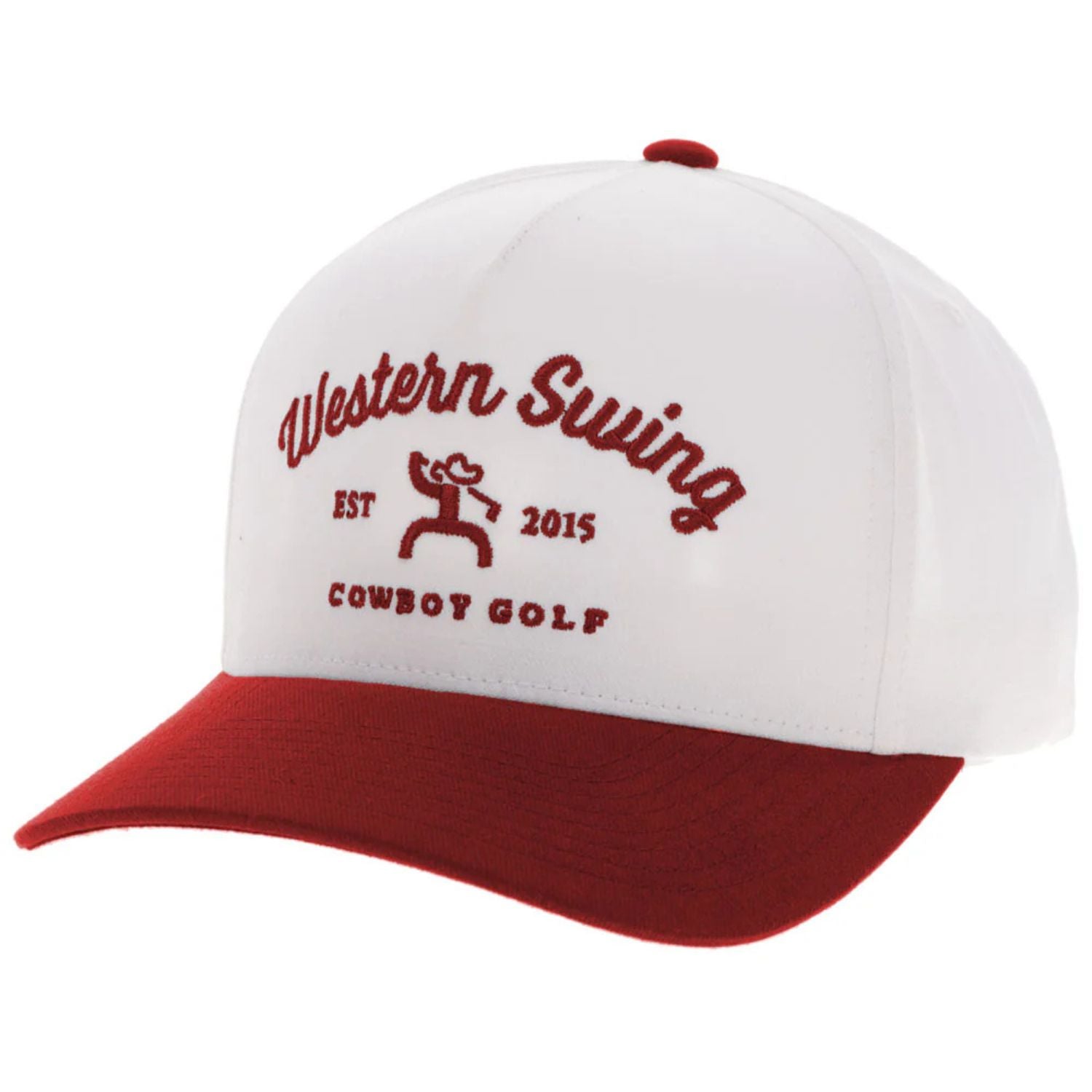 Hooey Mens Cowboy Golf Western Swing Logo Adjustable Snapback Cap Hat, White/Red