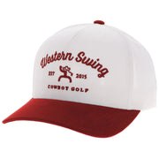 Hooey Mens Cowboy Golf Western Swing Logo Adjustable Snapback Cap Hat, White/Red