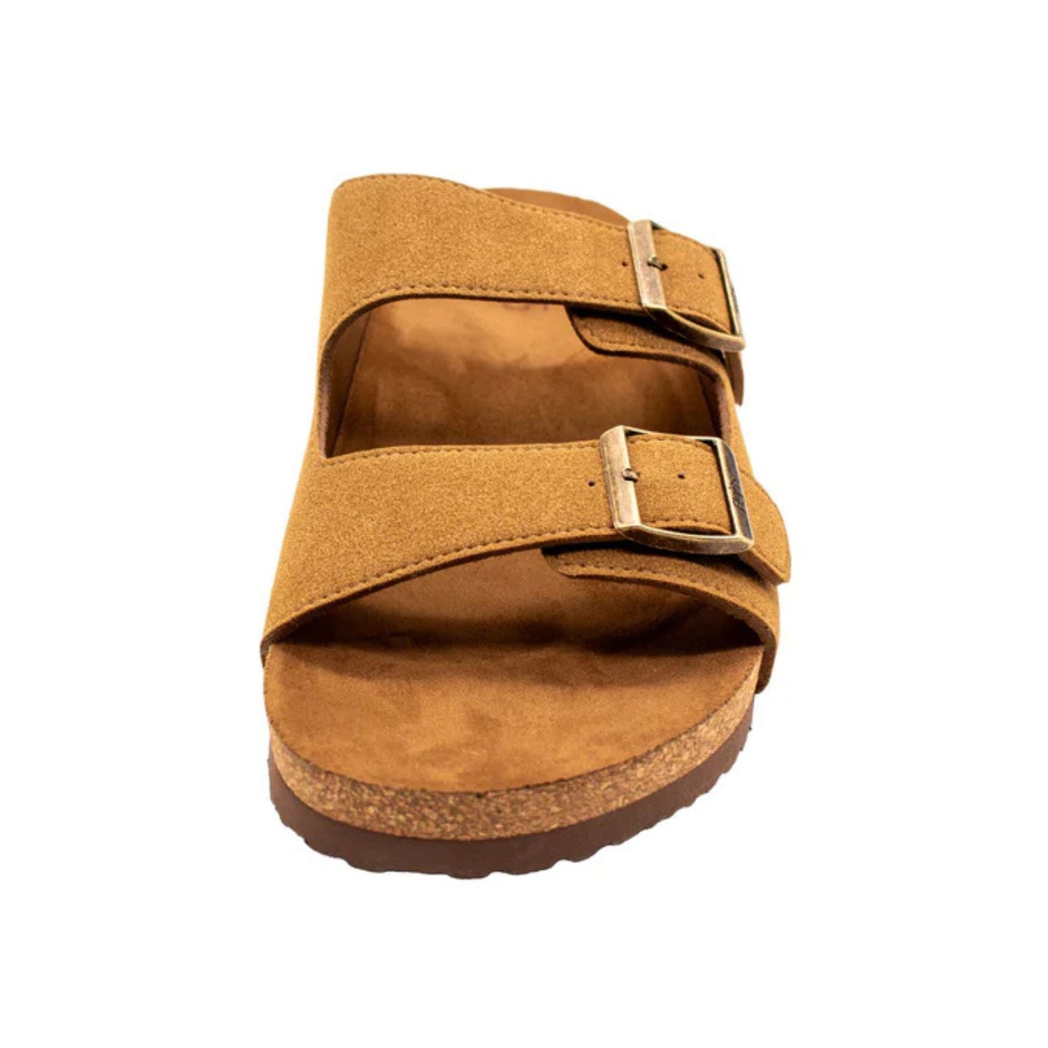 Flojos Mens Kelly Double Buckle Straps Slip On Sandal, Tan