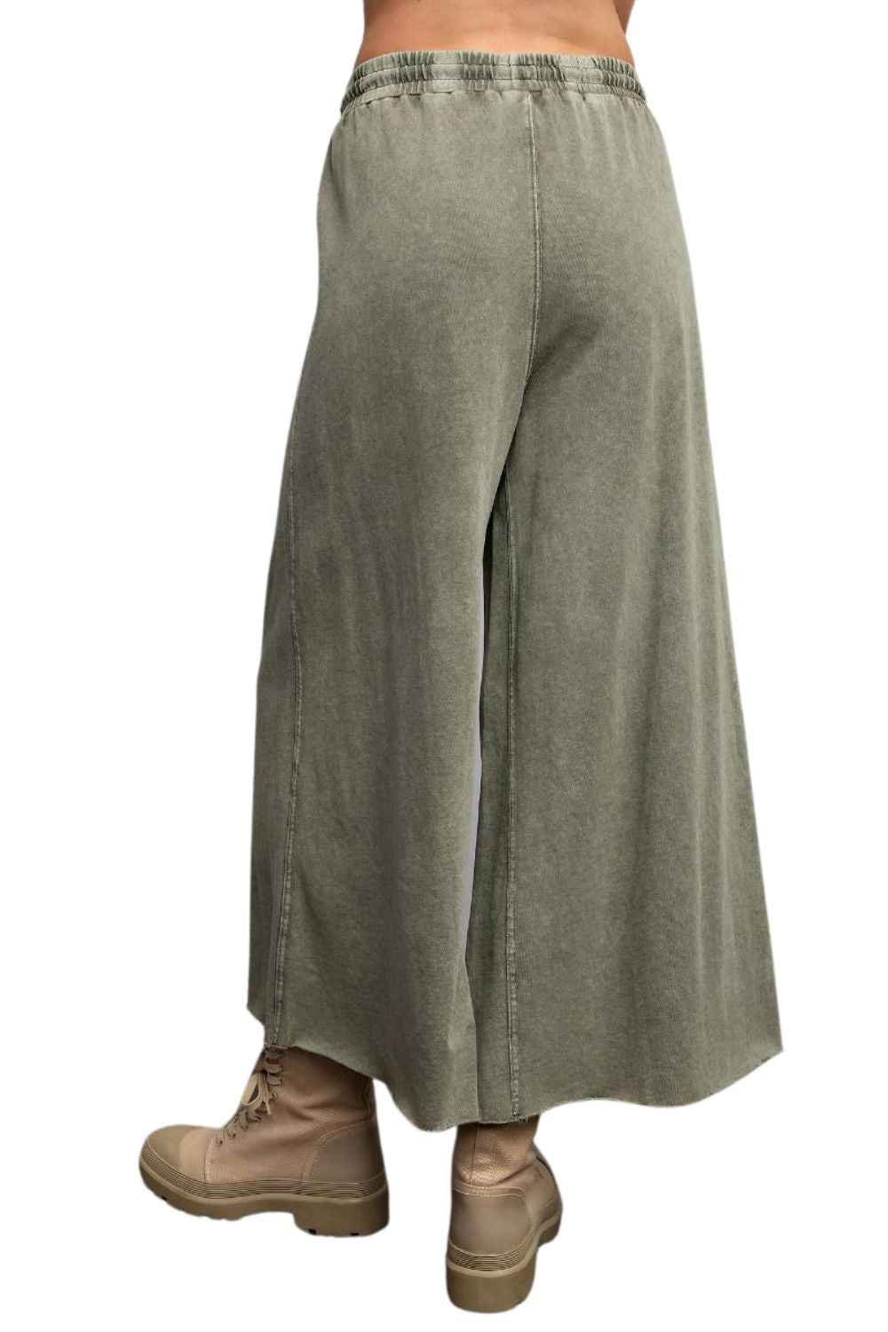 Easel Womens Washed Terry Knit Wide Pants