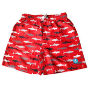 Heat Swimwear Boys Printed Tie Front Swim Trunk Board Shorts, Gray Sharks