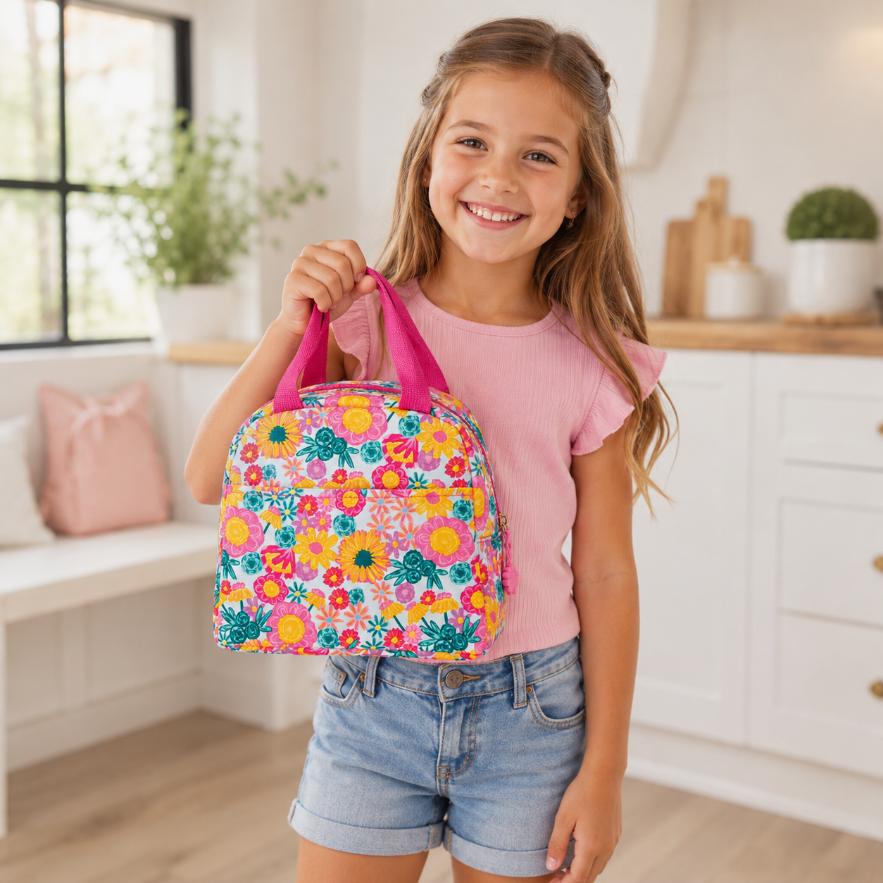 Jane Marie Kids Girls Bold Floral Water Resistant School Lunch Box