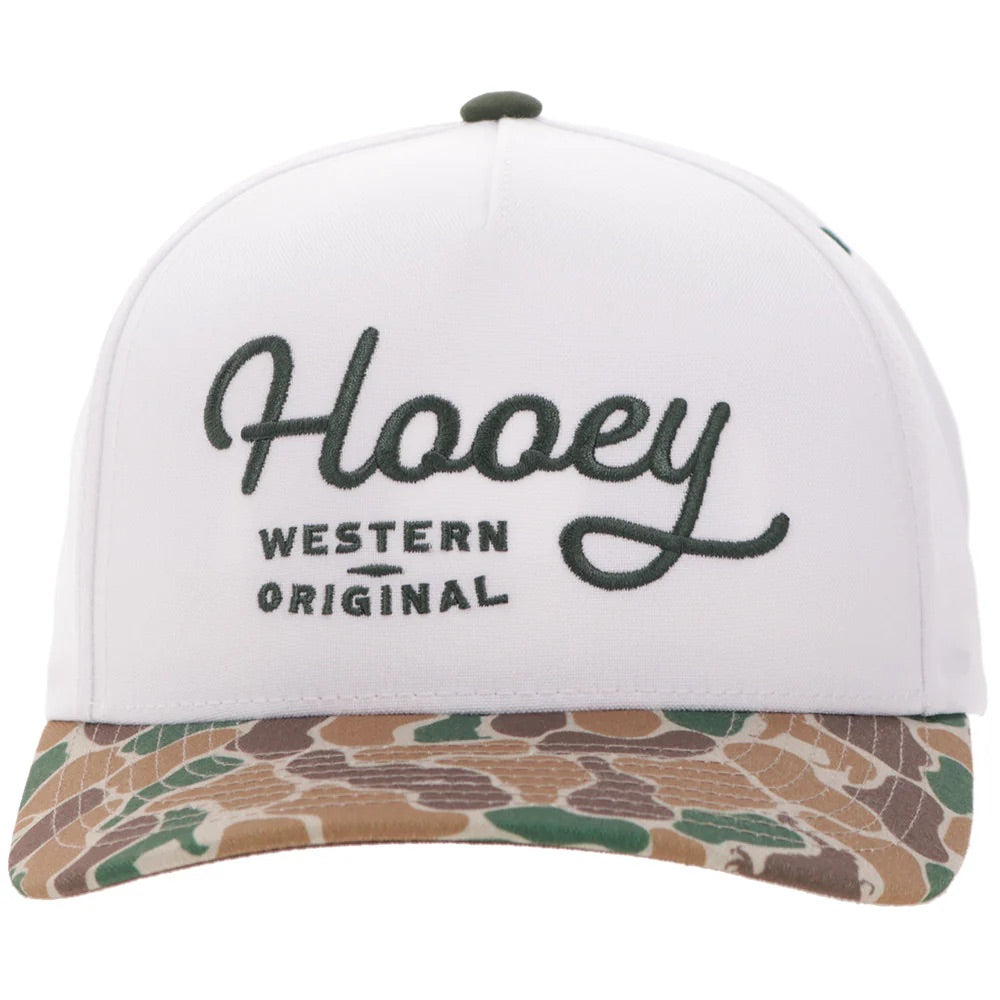 Hooey Mens OG Logo Adjustable Snapback Cap Hat- White/Camo