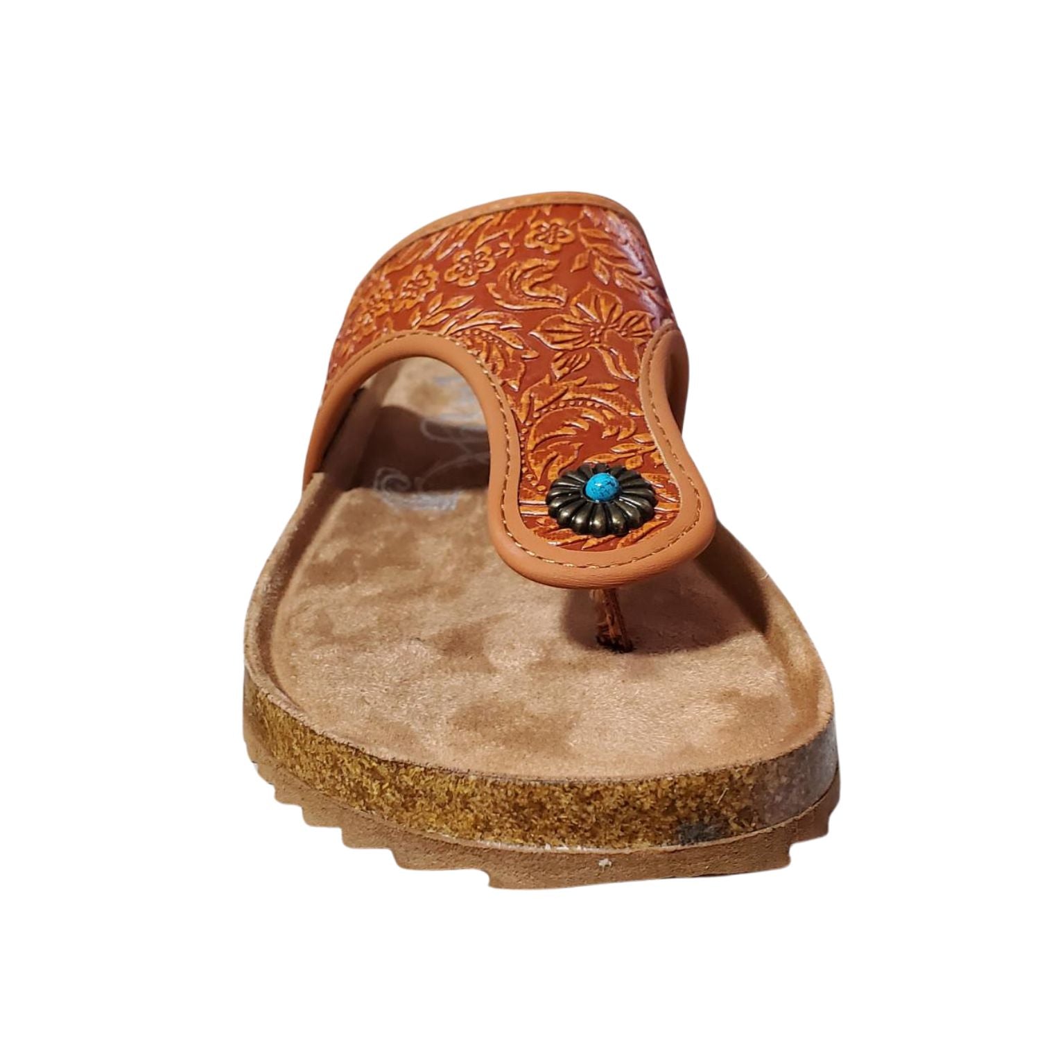 Very G Womens Danni 2 Floral Detail Fashion Flip Flop Sandal, Rust