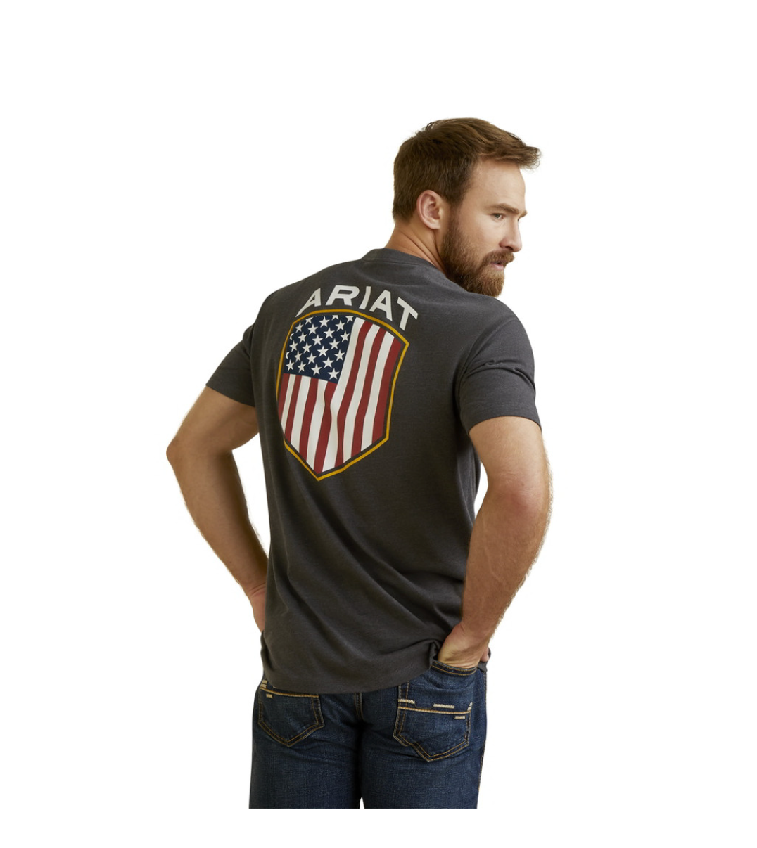 Ariat Mens Charcoal Heather Patriot Badge Short Sleeve T-Shirt
