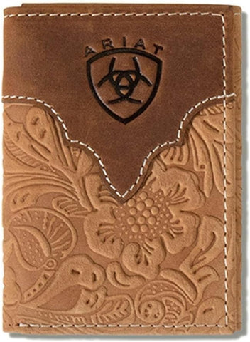 Nocona Mens Vintage Ostrich Leather Rodeo Wallet Checkbook Cover (Brown)