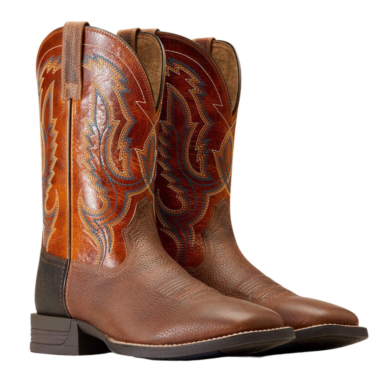 Ariat Mens Steadfast Leather Western Boots, Western Brown / Fall Orange