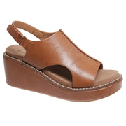 Pierre Dumas Womens Sonda-6 Slip On Slingback Wedge Sandal, Whiskey