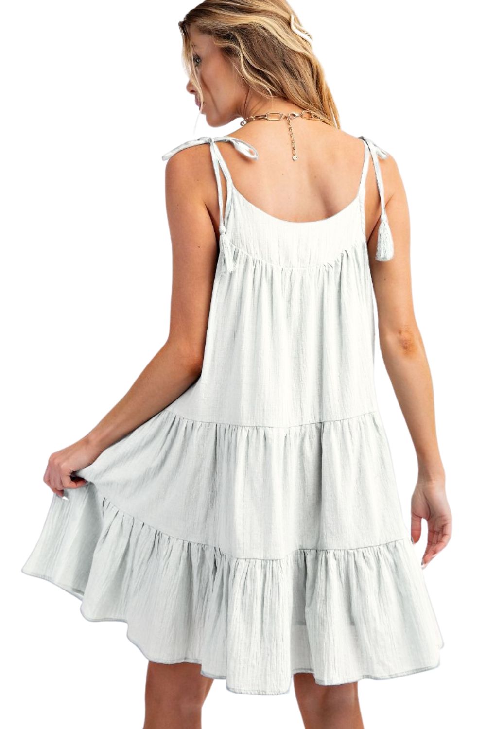 Easel Womens Relaxed Textured RuffleTiered Dress