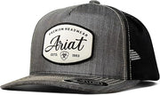 Ariat Mens Flexfit 110 Logo Patch Adjustable Snapback Cap Hat, Heather Black