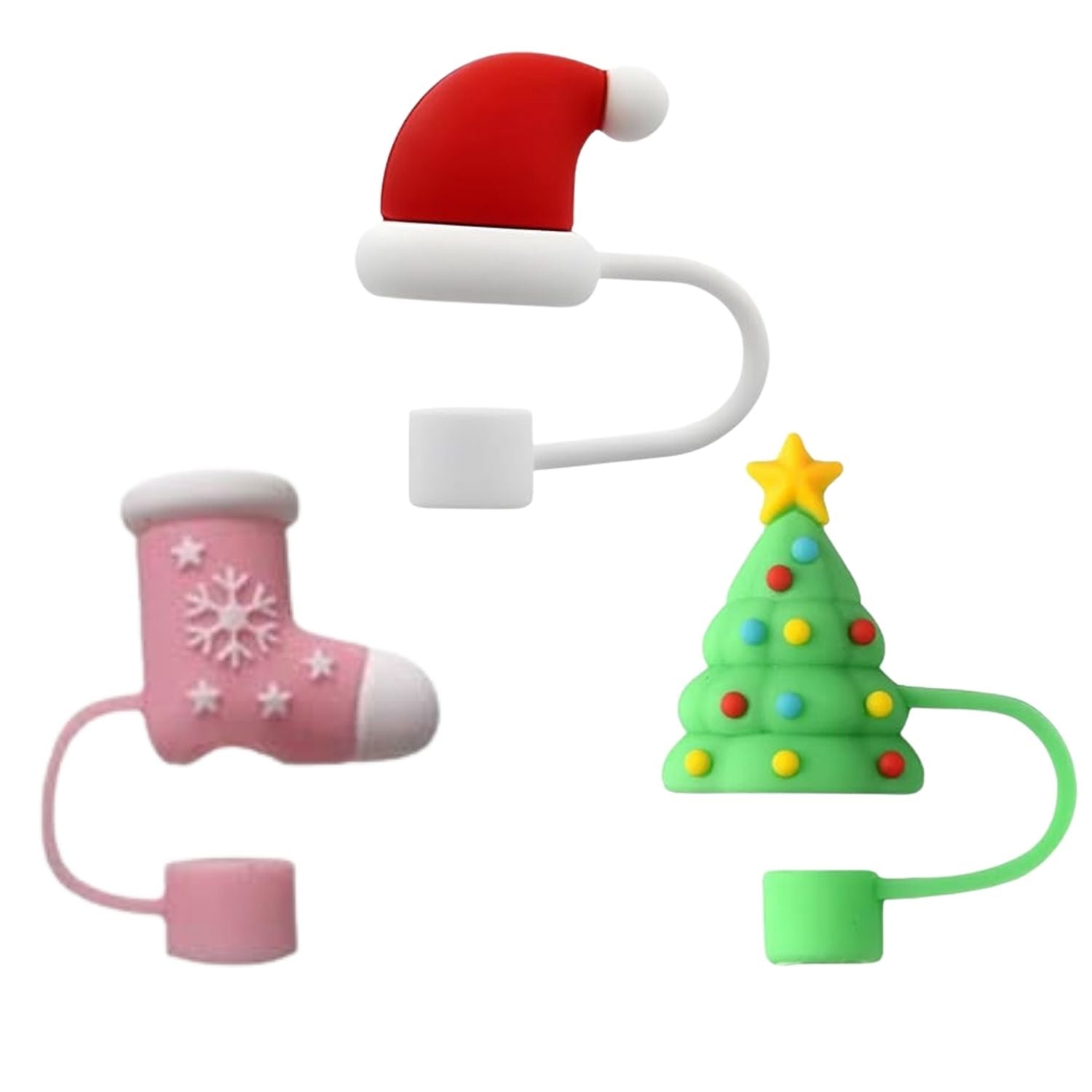Crush Womens Sip and Sleigh Straw Topper Holiday Set- 3 Pack