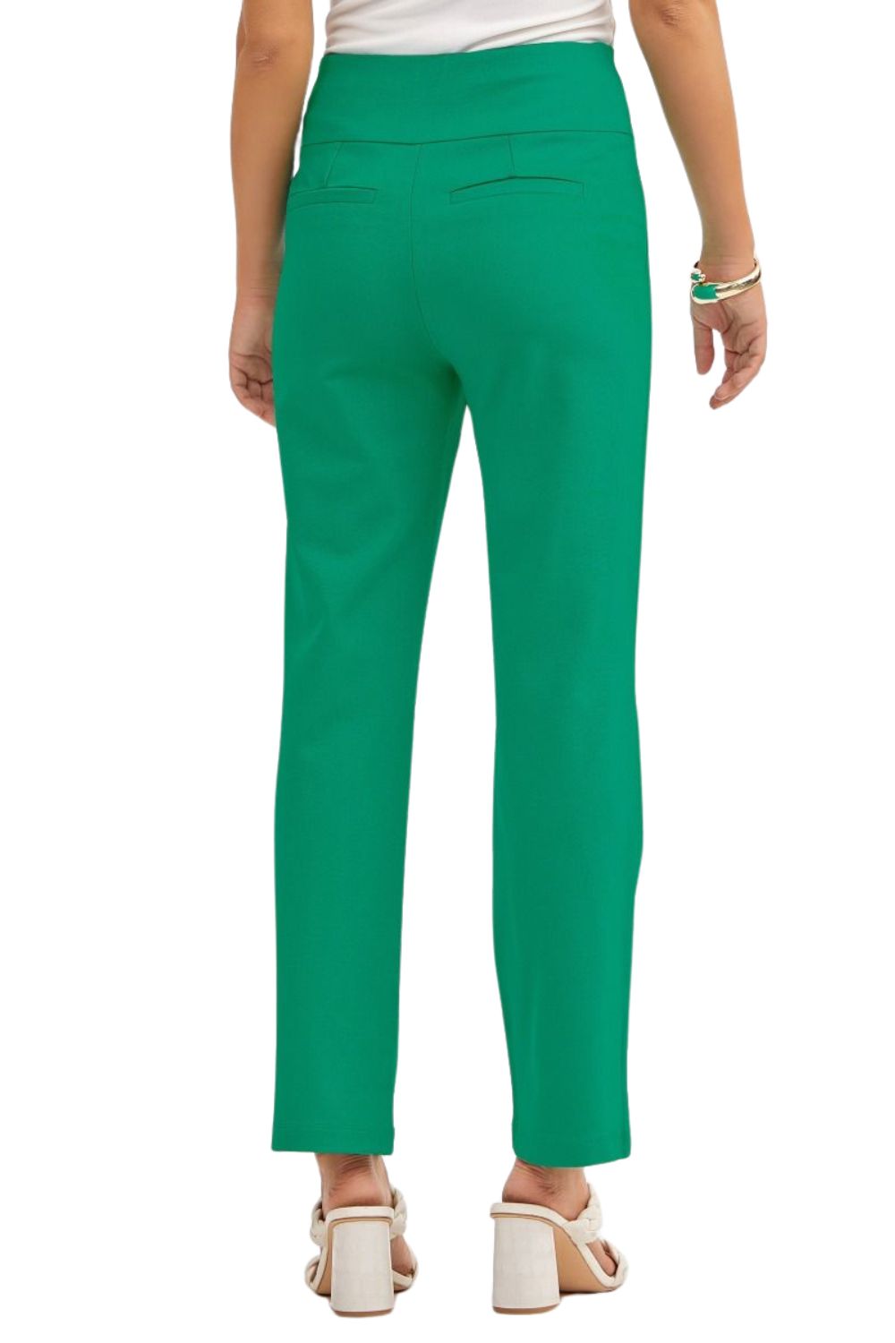 Dear Scarlett Womens Magic High Waist Straight Leg Slim Fit Pants, Kelly Green