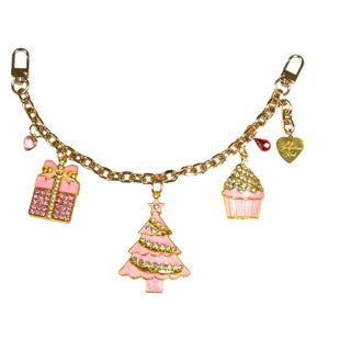 Jacqueline Kent Holiday Pink Crystal Embellished Charming Purse Chains