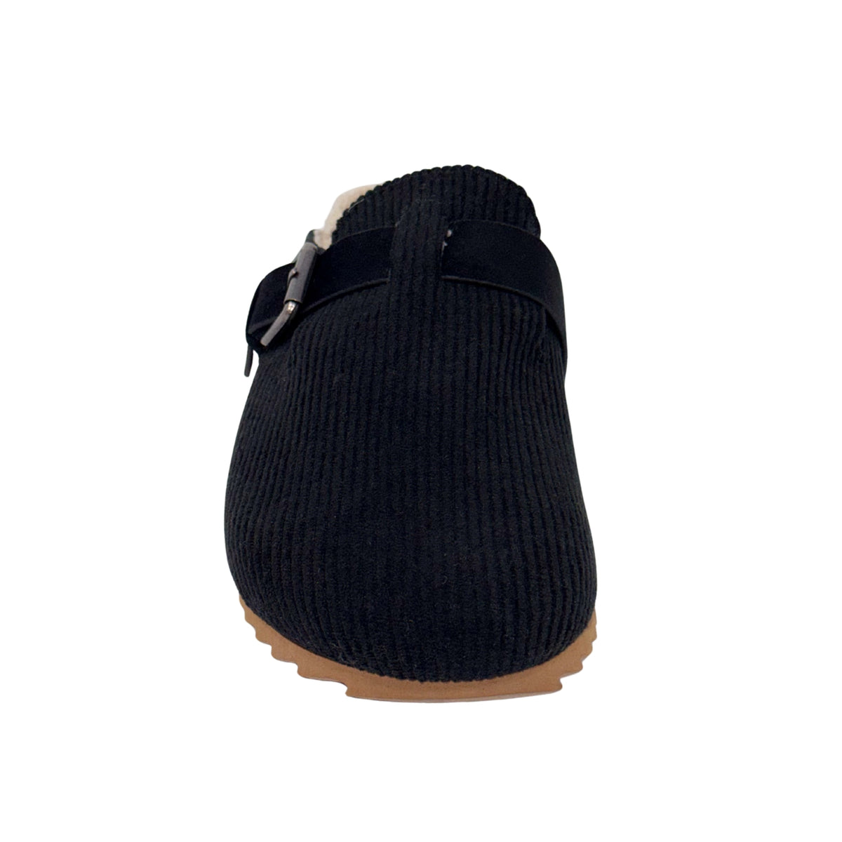 Very G Women's Joanna Corduroy Buckle Detail Slip-On Clogs, Black