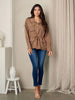 On Twelfth Women's Button Up Cinch Studded Brown Jacket