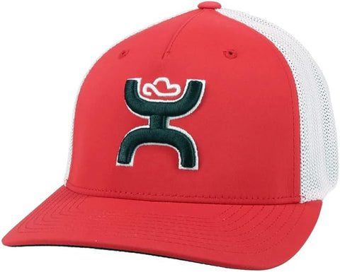 Hooey Mens Coach Flex Fit Cap Hat, Red/White