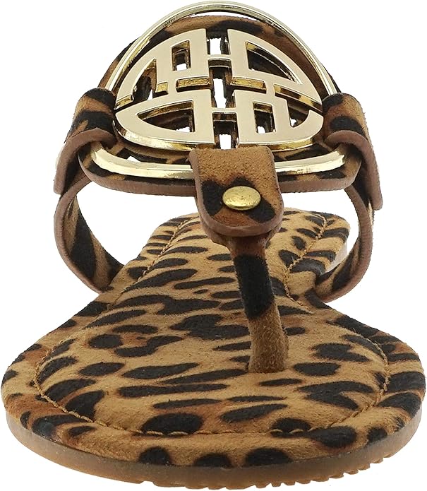 Pierre Dumas Womens Limit-24 Chic Medallion Slip On Sandals- Leopard Print