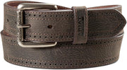 Ariat Mens Work Double Stitch Perforated Edge Roller Buckle Leather Belt