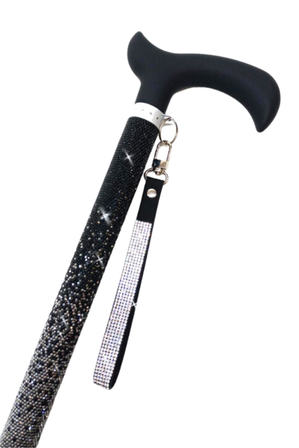 Jacqueline Kent Black Dress Adjustable Crystal Rhinestone Fashion Walking Cane