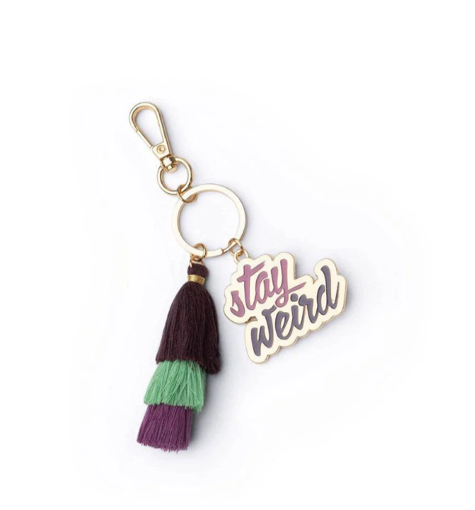 Olivia Moss Brightside Keychain, Playful Phrase and Colorful Tiered Tassel Charm