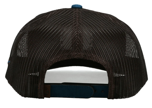 Hooey Mens "Spur" Hybrid Flat or curved Bill, Blue & Brown Hat Cap