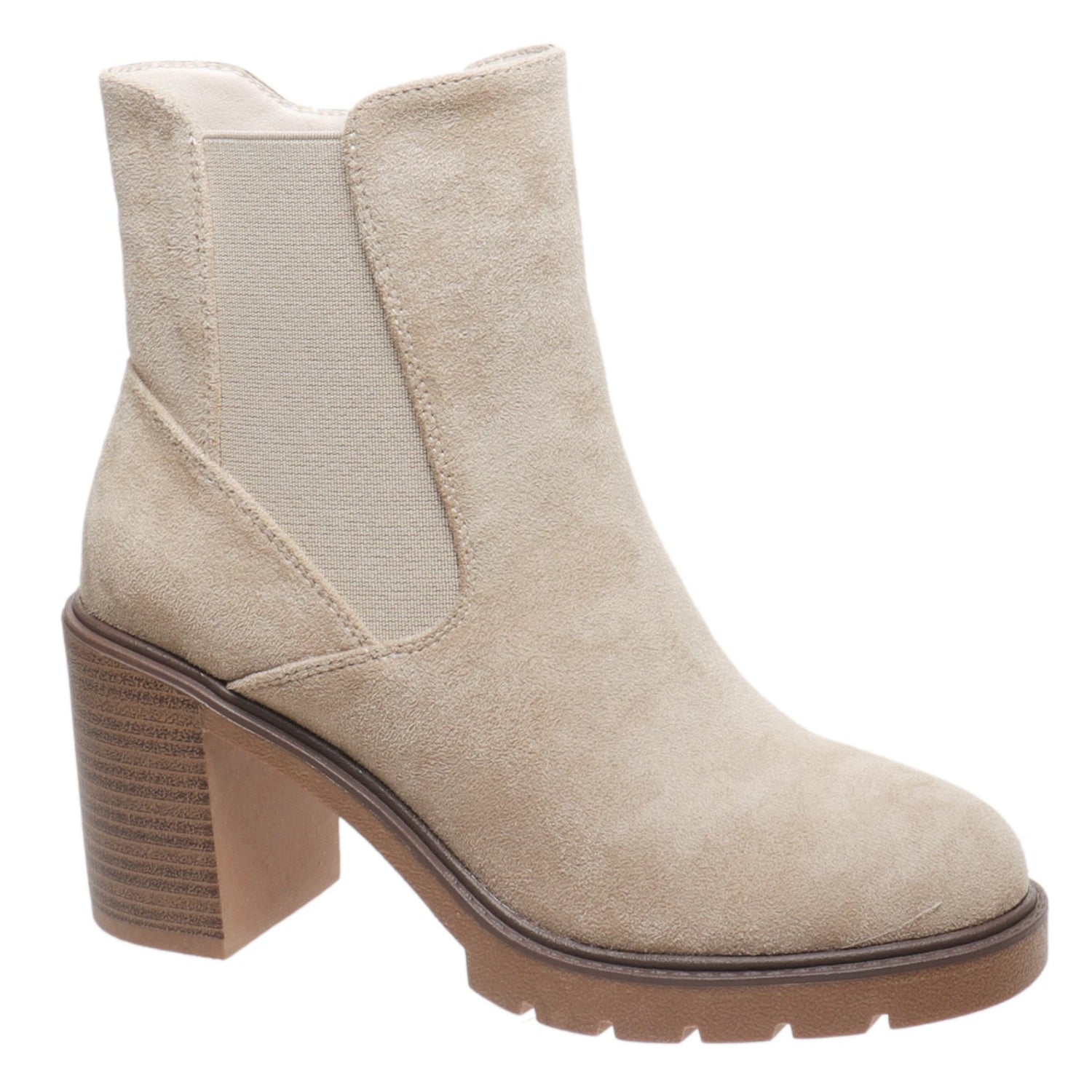 Pierre Dumas Rapid-6 Women's Microsuede Chunky Heel Ankle Boots, Sand