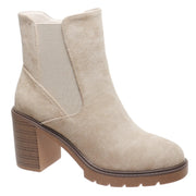 Pierre Dumas Rapid-6 Women's Microsuede Chunky Heel Ankle Boots, Sand