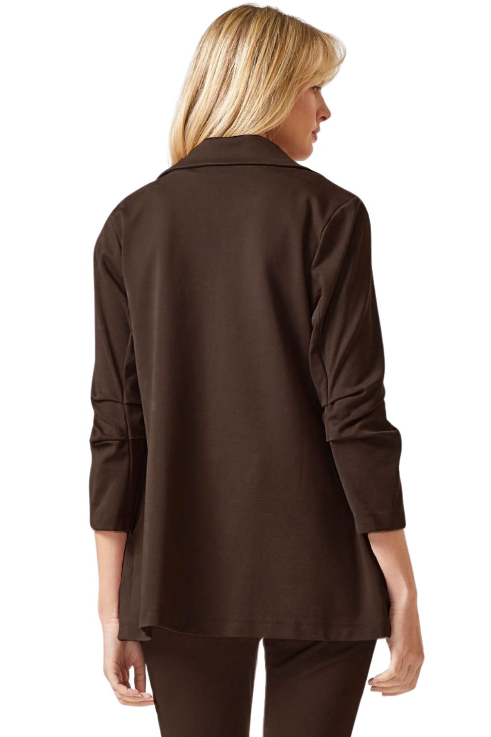 Dear Scarlett Womens 3/4 Ruched Sleeve Magic Blazer