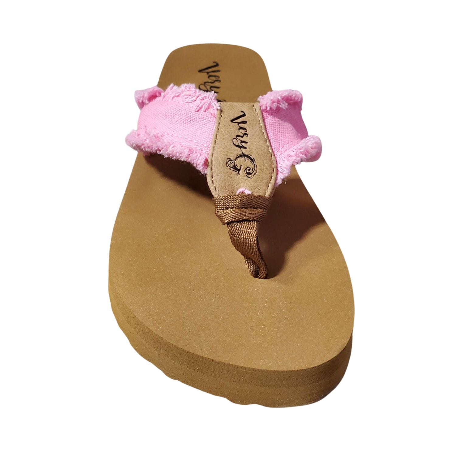 Very G Womens GJazz 3 Frayed Top Fashion Flip Flop Sandal, Pink