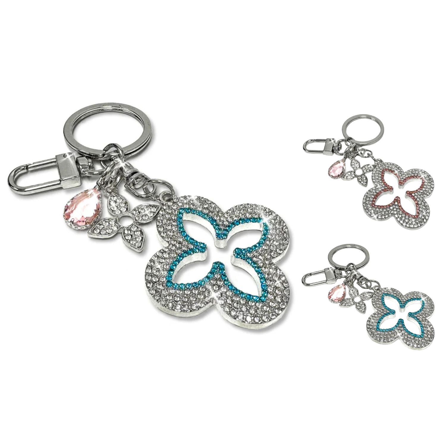 Jacqueline Kent Crystal Clover Purse Charm Keychain