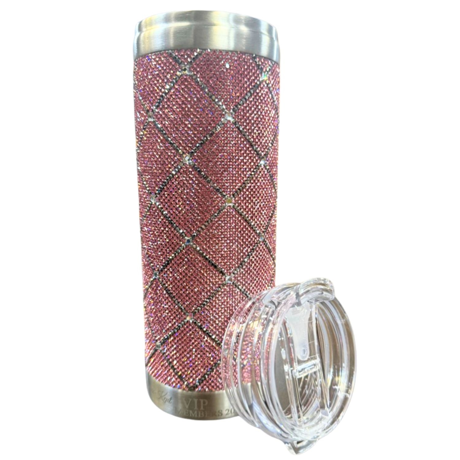 Jacqueline Kent Crystal Cross 20 oz Crystal Drink Tumbler, Pink/Silver