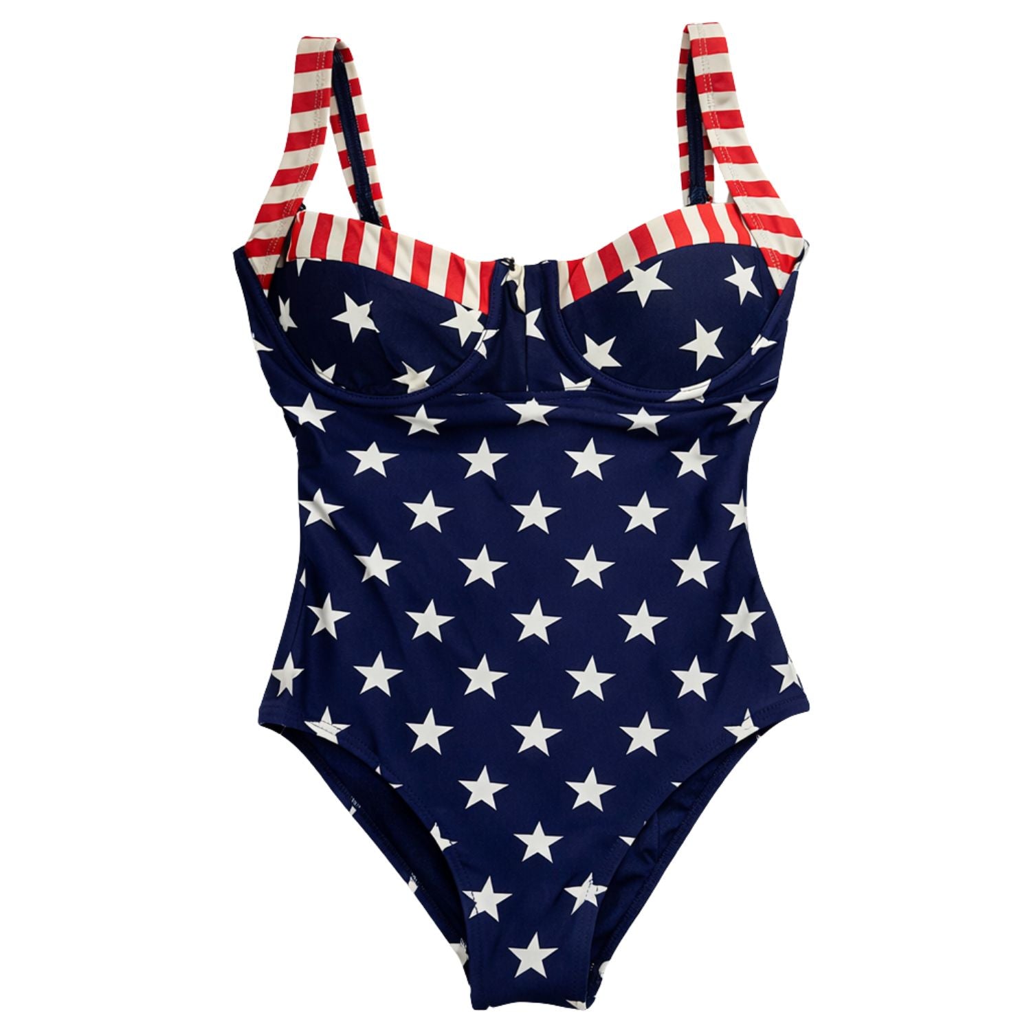 Heat Swimwear Womens Old Glory Underwire One Piece American Flag Swimsuit