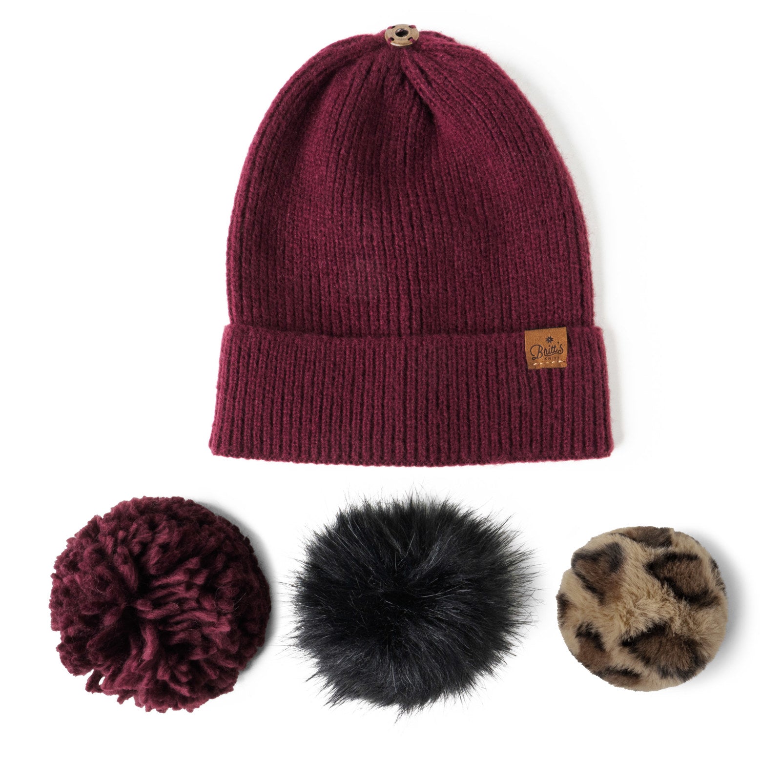 Britt s Knits Womens Snap To It Mix and Match Pom Hat Beanie