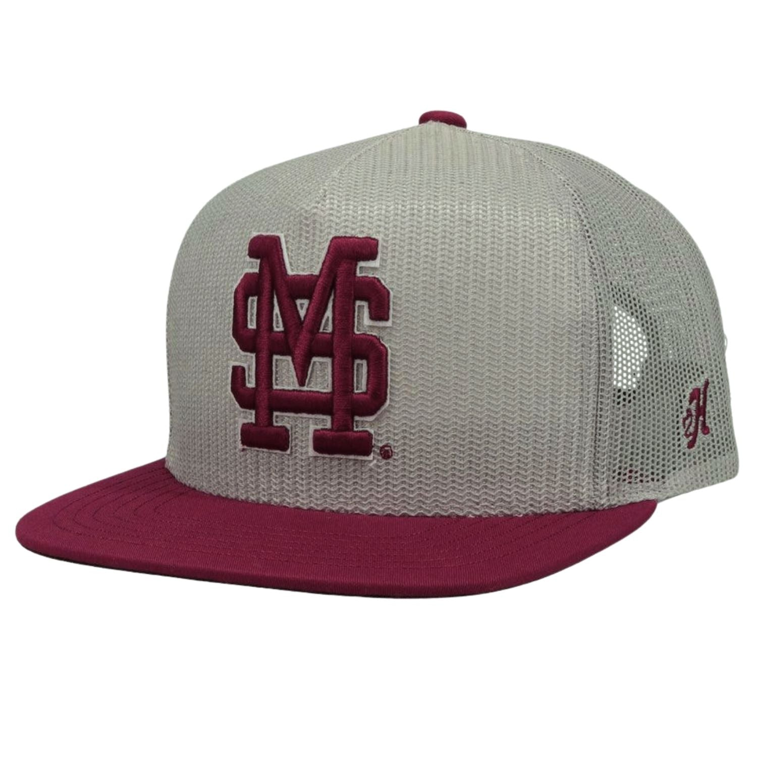 Hooey Mens Mississippi State Logo Adjustable Snapback Cap Hat, Grey