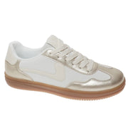 Outwoods Womens Giana 5 Gum Sole Lace Up Fashion Sneakers- Gold