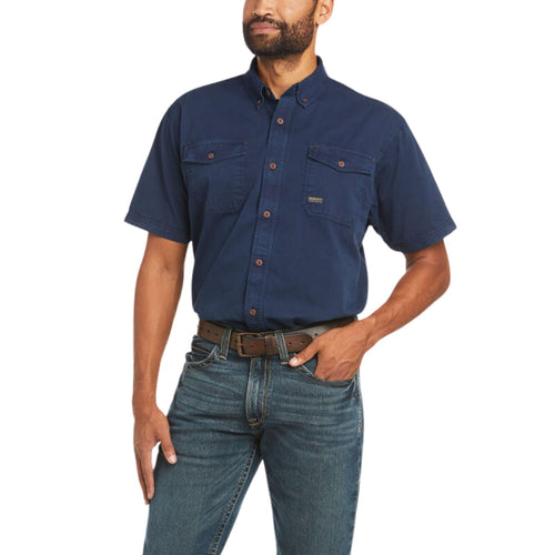 Ariat Mens Rebar Washed Twill Short Sleeve Work Shirt